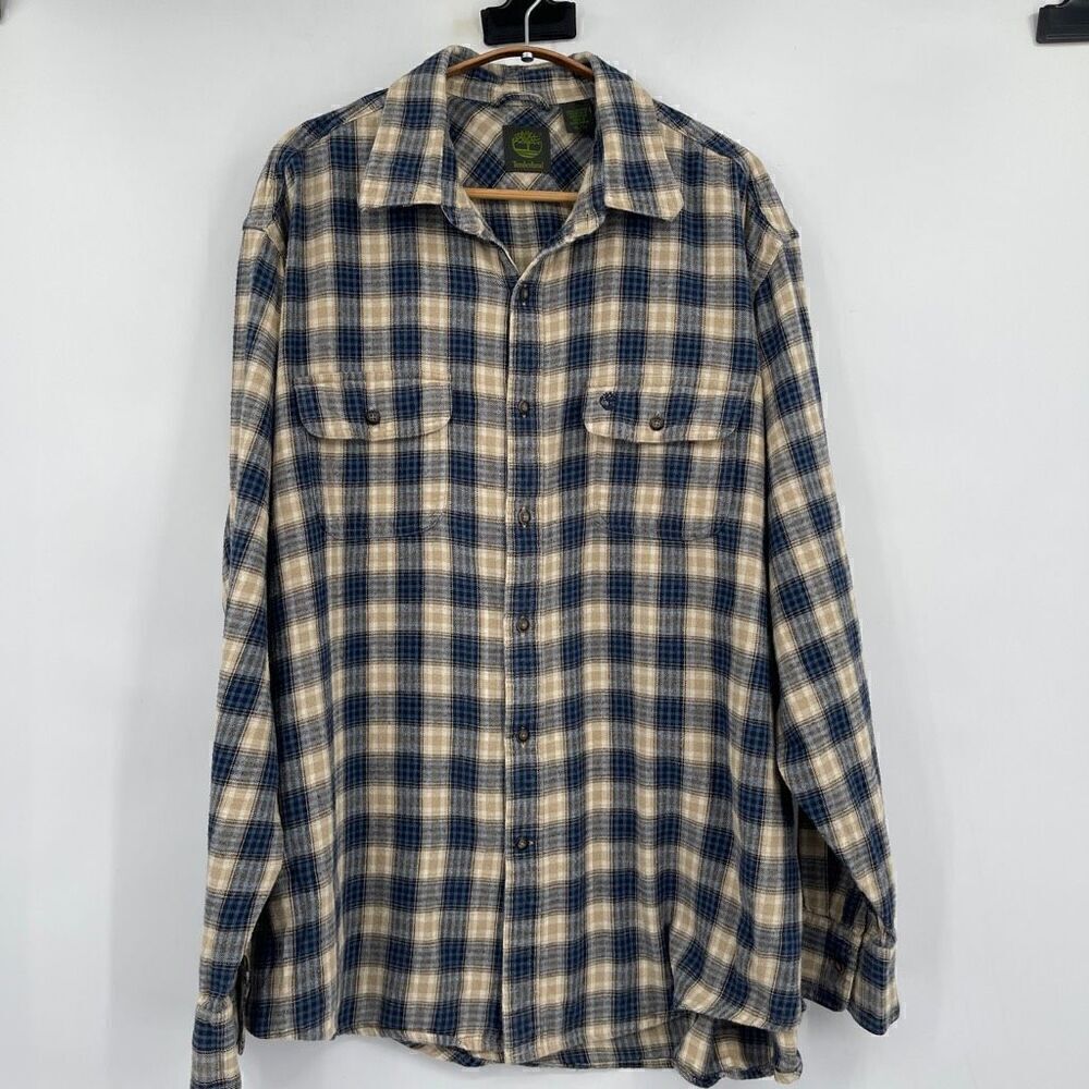 Timberland Multicolor Plaid Checkered Casual Long Sleeve Button Up Shirt XL